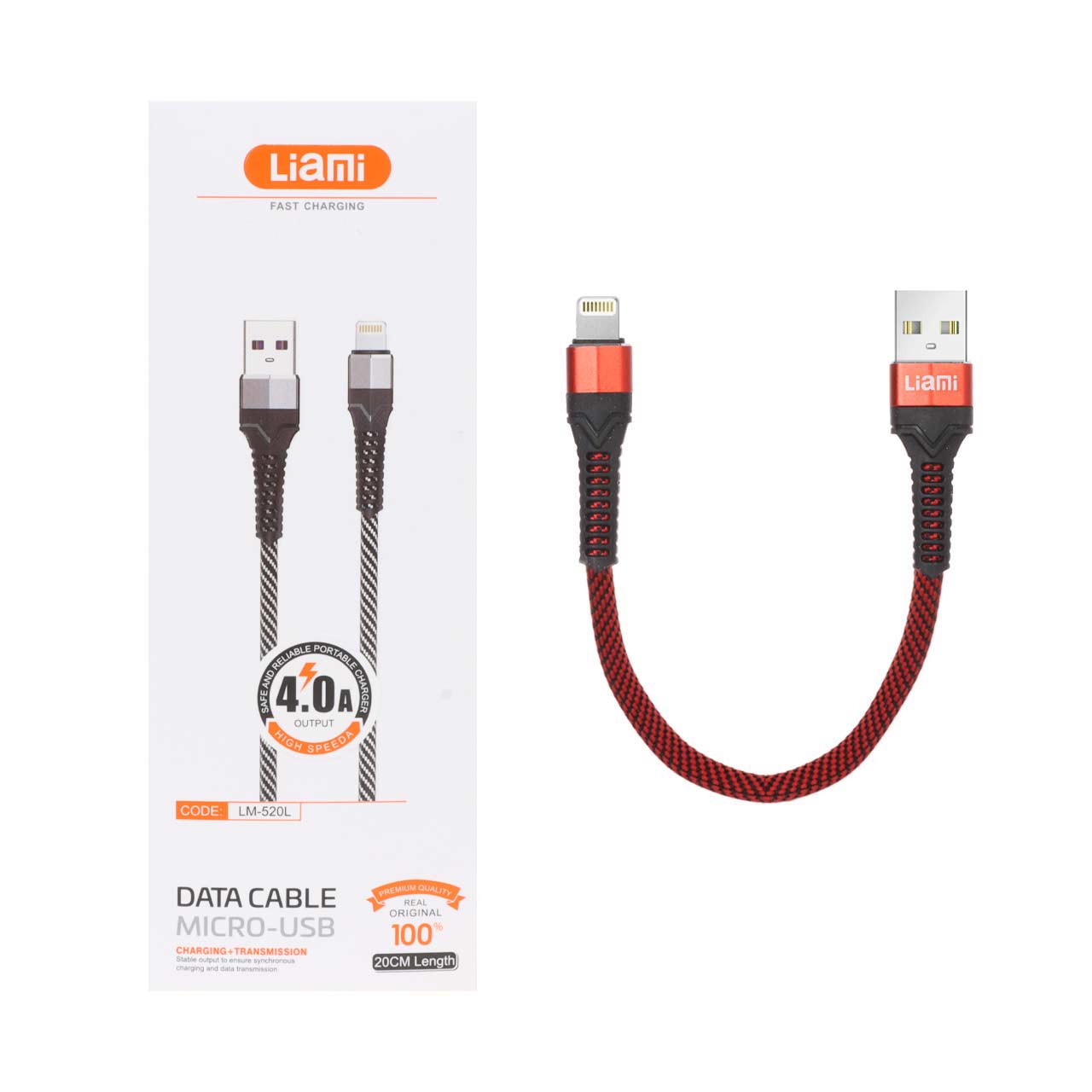 کابل شارژ فست پاوربانک آیفون Liami مدل LM-520L - قرمز (گارانتی شش ماهه شرکتی)